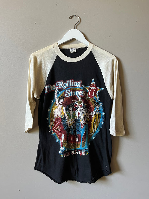 1981 "TATTOO YOU' THE ROLLING STONES 3/4 SLEEVE TOUR T SHIRT