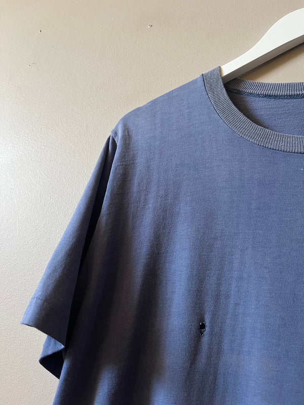 1970s TOWNCRAFT FADED NAVY BLUE POCKET T SHIRT