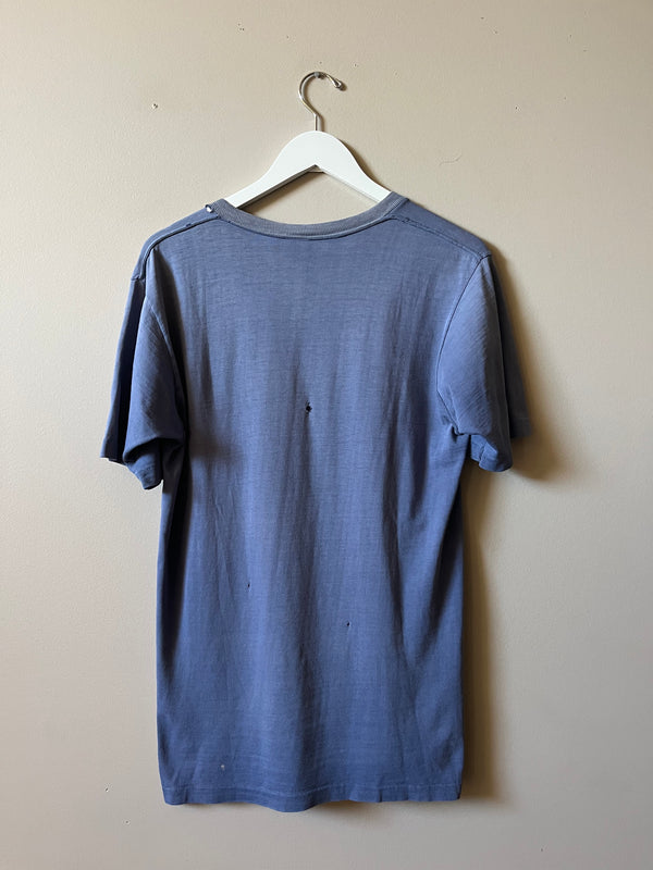 1970s TOWNCRAFT FADED NAVY BLUE POCKET T SHIRT