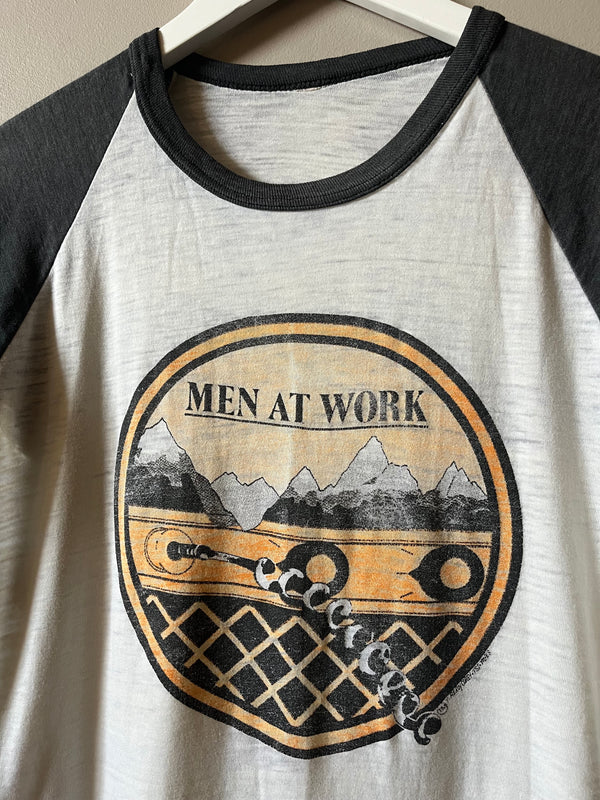 1980s MEN AT WORK "BUSINESS AS USUAL" 3/4 SLEEVE T SHIRT