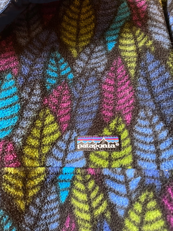 1990s MADE IN USA PATAGONIA MULTICOLOUR LEAF PRINT T SNAP FLEECE PULLOVER