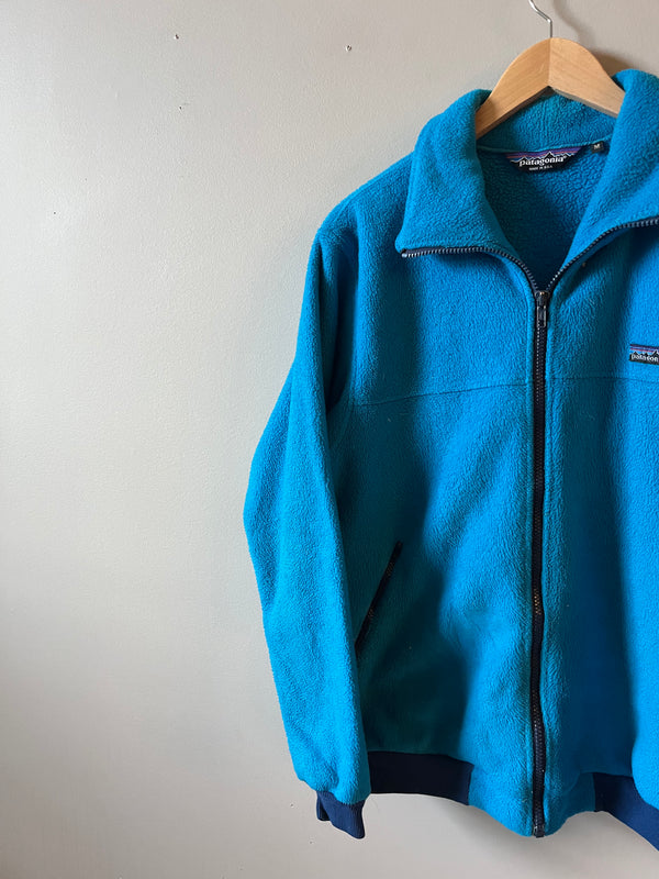 1980s MADE IN USA PATAGONIA FLEECE ZIP UP (AQUA BLUE) JACKET