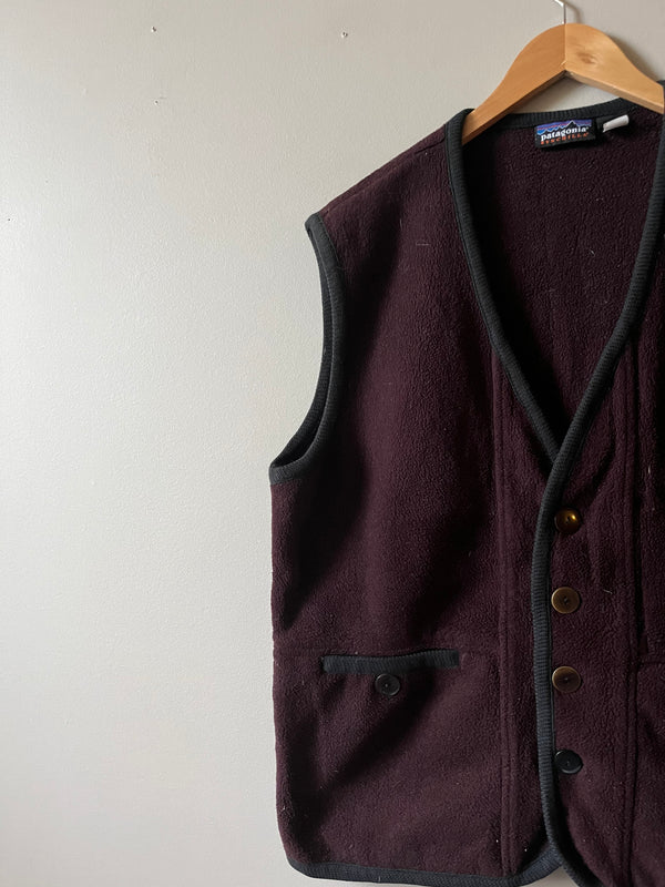 1990s MADE IN USA PATAGONIA SYNCHILLA FLEECE CARDIGAN VEST