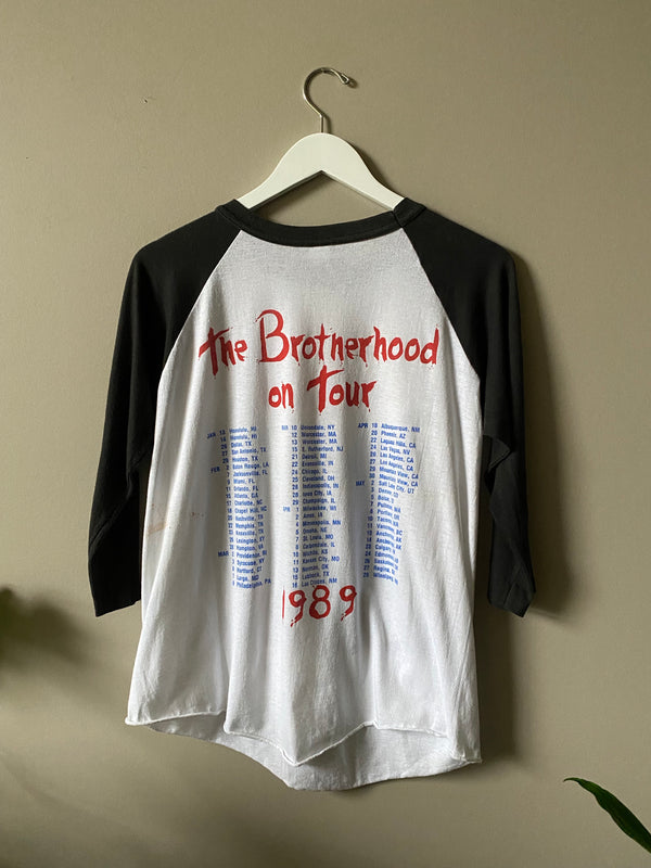 1989 BON JOVI "THE BROTHERHOOD'' 3/4 SLEEVE TOUR T SHIRT