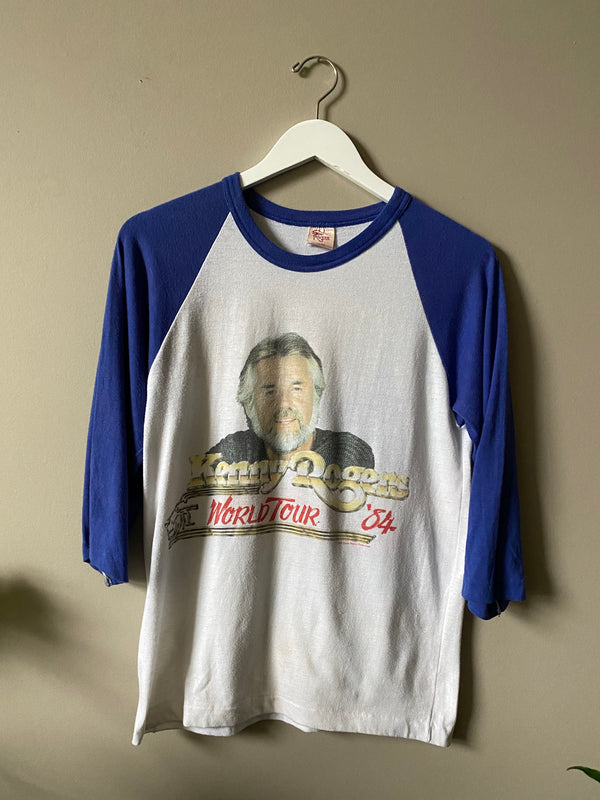 1984 KENNY ROGERS 3/4 SLEEVE WORLD TOUR T SHIRT