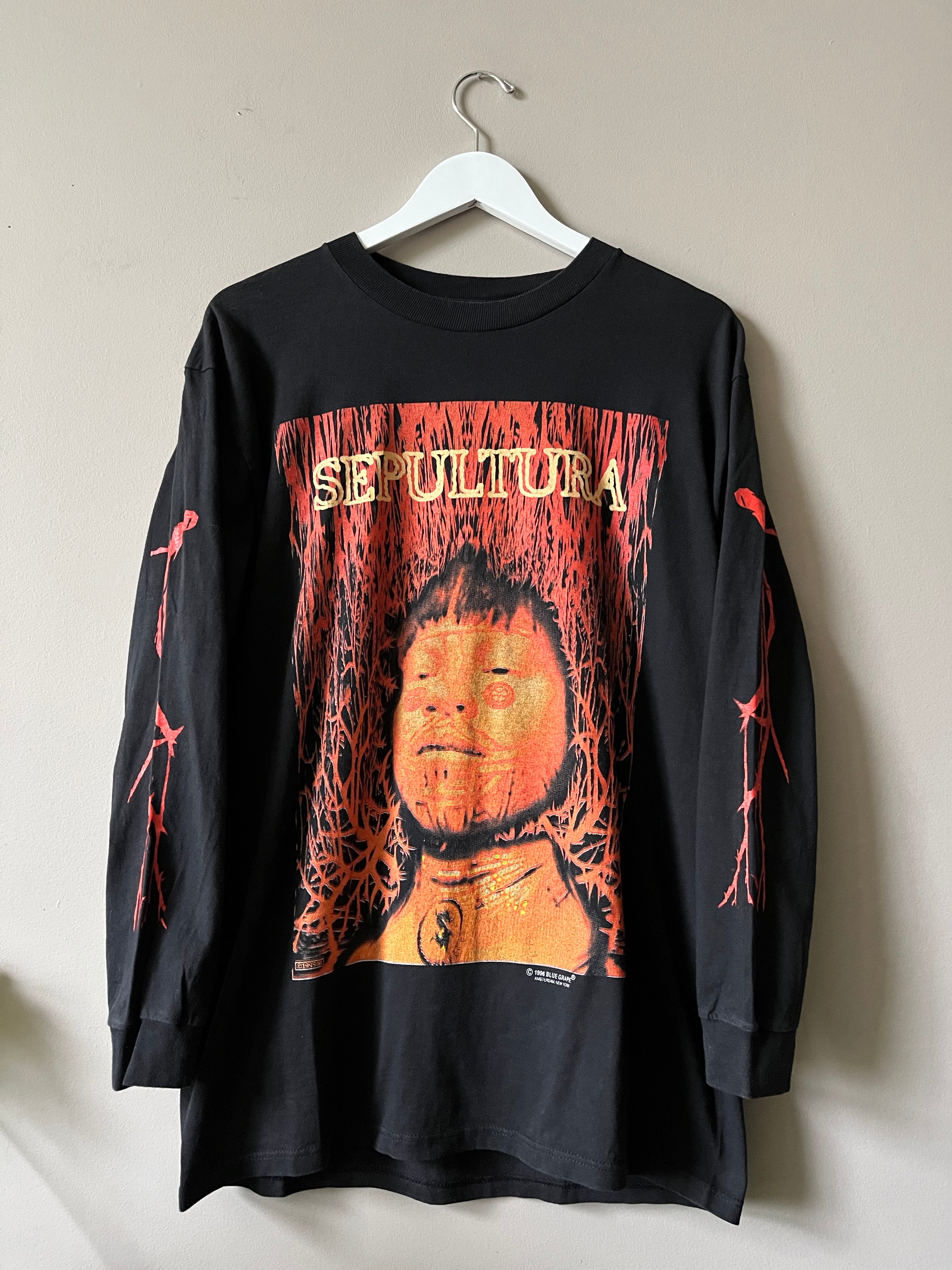 VINTAGE 1996 BLUE GRAPE SEPULTURA ROOTS LONG SLEEVE T SHIRT Dead Union