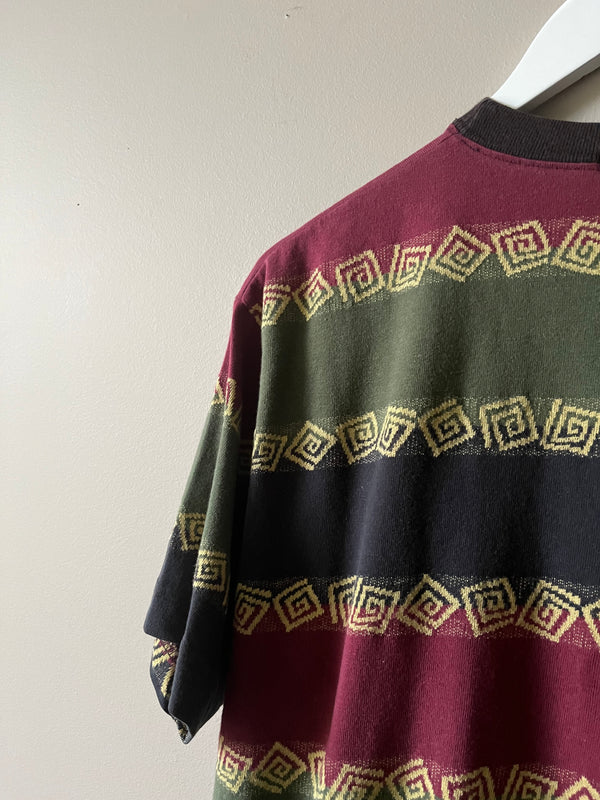1980s MADE IN USA ALLOVER PRINT STUSSY AZTEC T SHIRT